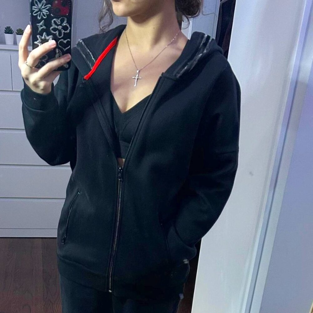 Adidas Black & red zip up hoodie